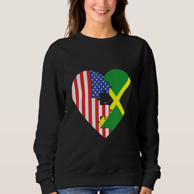 Moletom Corações das Bandeiras da EUA e Jamaica (Frente)