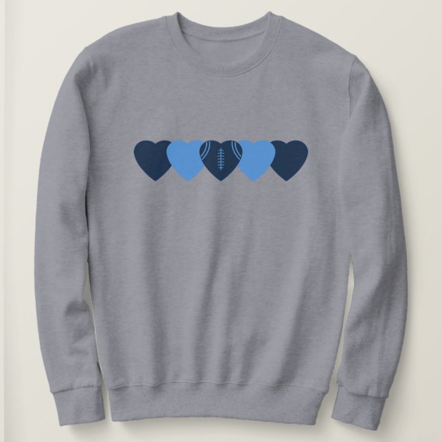 Moletom Corações de Futebol Azul Escuro e Claro (Frente do Design)