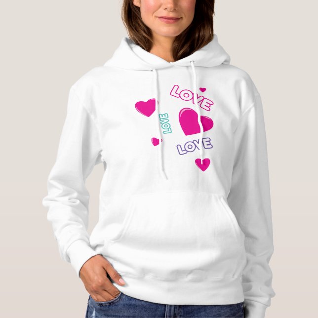 Moletom Corações e Amor Rosa Bonitos - design romântico (Frente)