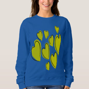 Moletom Corações Lindos Desenhados à Mão Amarelo Ousado Do