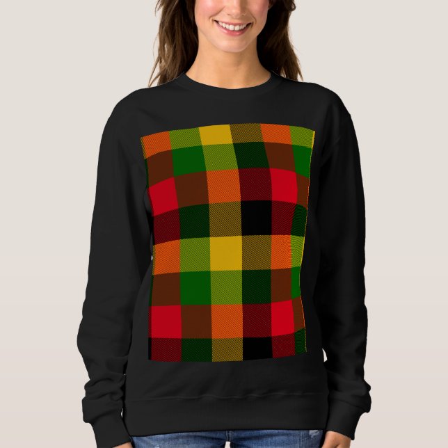 Moletom Cores Africanas Rasta Reggae Xadrez Padrão Design (Frente)