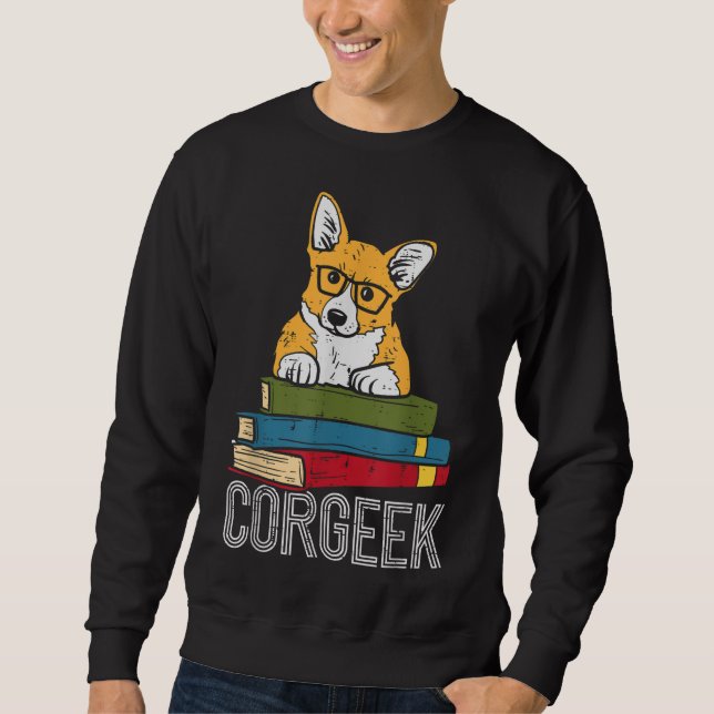 Moletom Corgeek Book Lover Welsh Corgi Engraçado Nerd Cach (Frente)