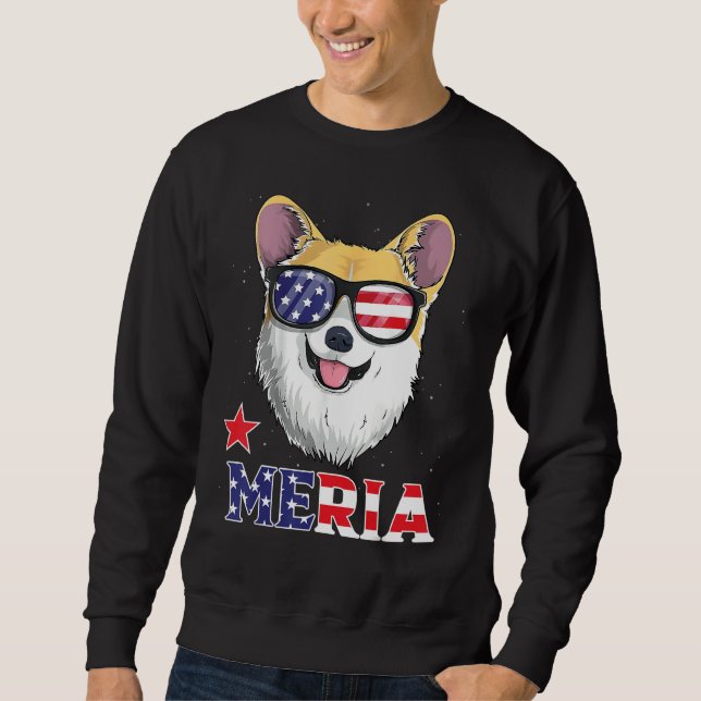 Moletom Corgi 4th of July  Merica Men Women USA American F (Frente)
