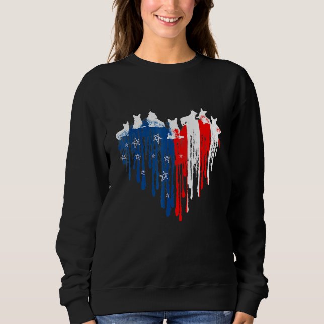 Moletom Corgi American Heart Flag Dog 4 De Julho (Frente)