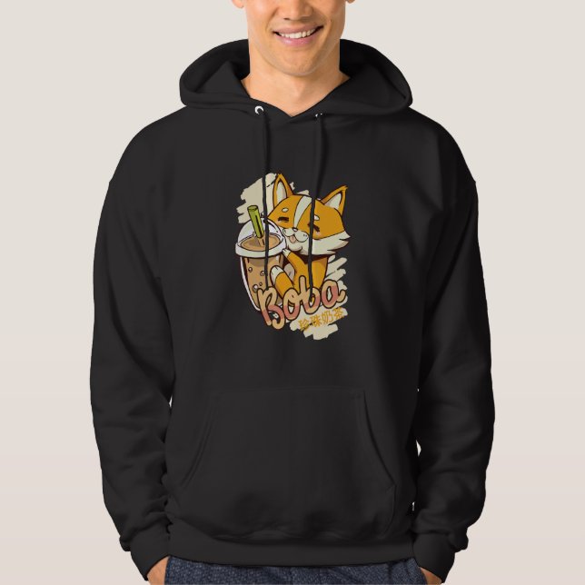 Moletom Corgi Boba Bubble Milk Tea Graphic (Frente)