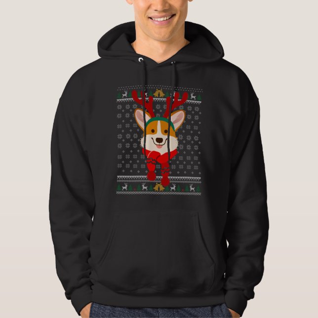 Moletom Corgi Christmas Reindeer Ugly Sweater Holida (Frente)