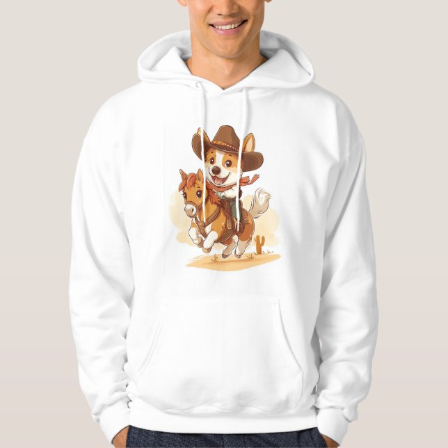 Moletom Corgi Cowboy � Cão de Rodeio Western (Frente)