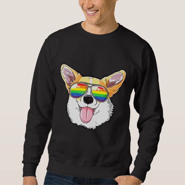Moletom Corgi Orgulho gay Flag Óculos Sungbt Cães Puppy (Frente)