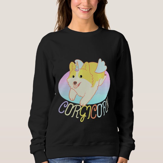 Moletom Corgi Para Crianças Raparigas Corgicorn Unicorn Un (Frente)