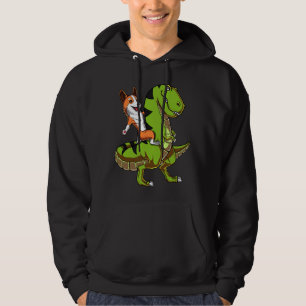 Moletom Corgi Riding T-Rex Dinossaur Engraçado Cachorro