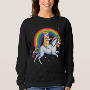 Moletom Corgi Riding Unicorn Girls Kids Rainbow Space Gala