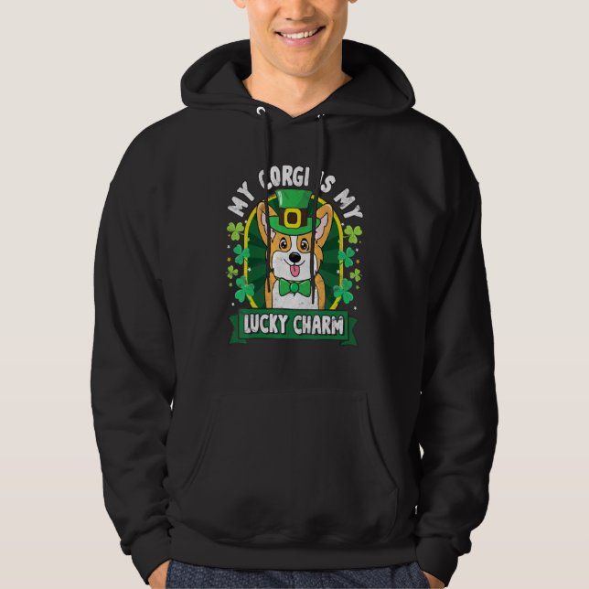 Moletom Corgi St Patricks Lucky Charm Pai Mãe (Frente)