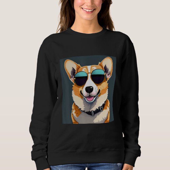 Moletom Corgi tees Corgi dog wearing sunglasses (Frente)