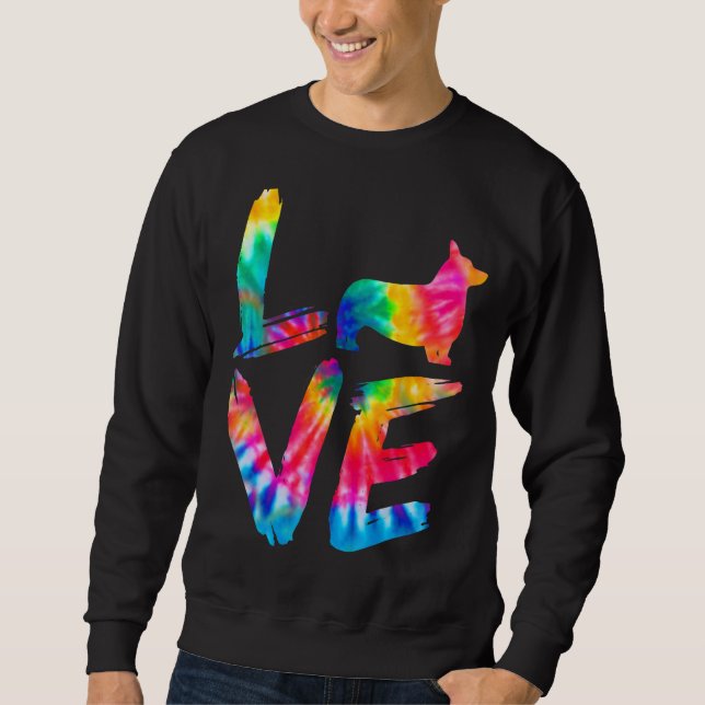 Moletom Corgi Tie Dye Love Dog Mãe Pai (Frente)