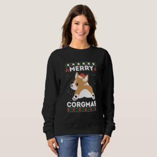 Moletom Corgi Ugly Christmas Sweater Style Merry Corgmas