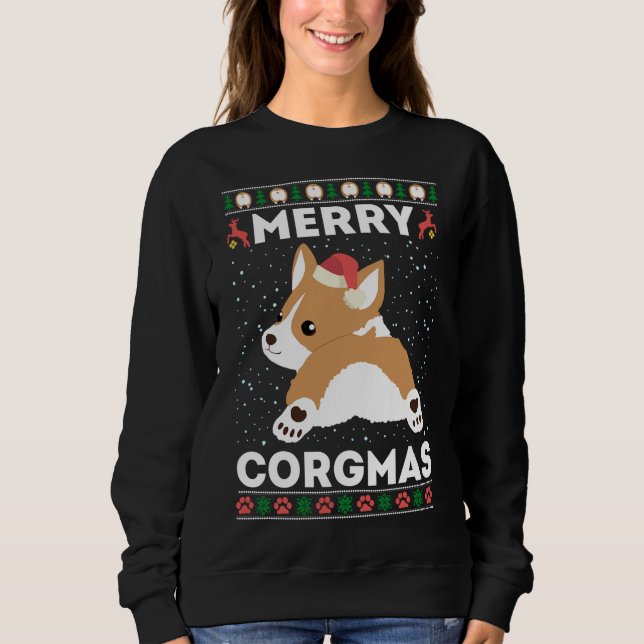 Moletom Corgi Ugly Christmas Sweet Style Feliz Corgmas S (Frente)