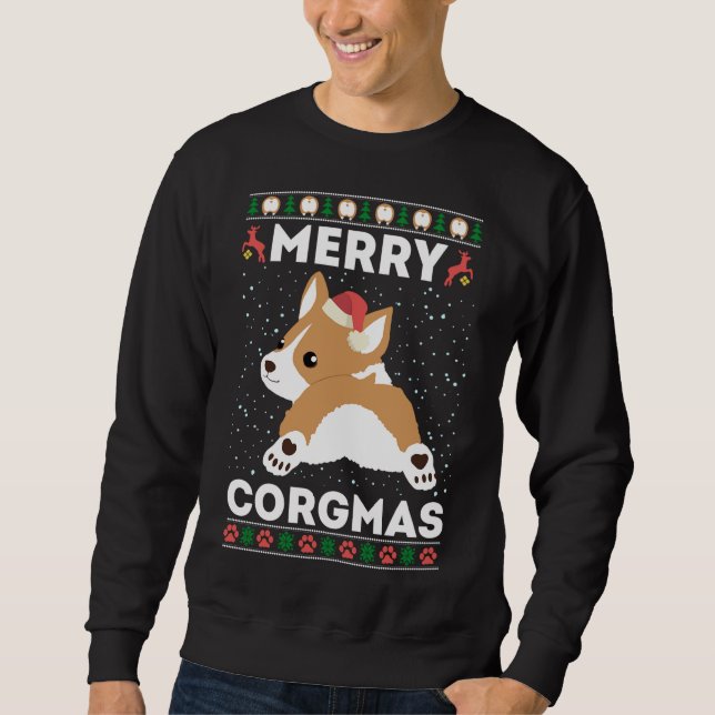Moletom Corgi Ugly Christmas Sweet Style Feliz Corgmas S (Frente)