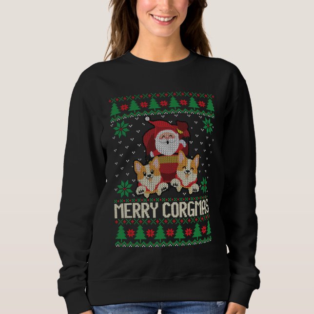 Moletom Corgi Ugly Sweater Xmas (Frente)