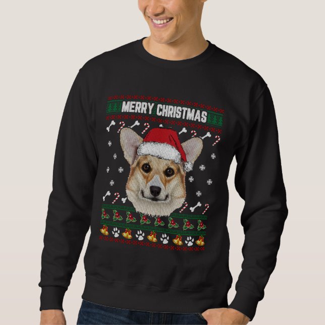 Moletom Corgi Ugly Xmas Sweater Feliz Natal 871 (Frente)