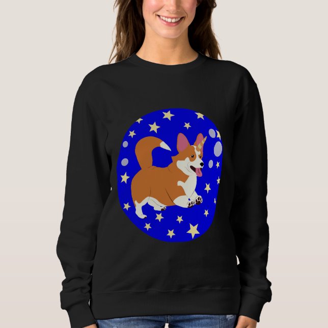 Moletom Corgi Unicorn Bolhas E Estrelas Ativas (Frente)