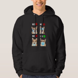 Moletom Corgi Veste Máscara Direita Distância Social Funny