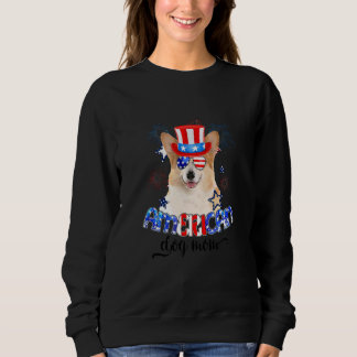 Moletom Corgi Vestindo Óculos Solares Bandeira Usa Bandeir
