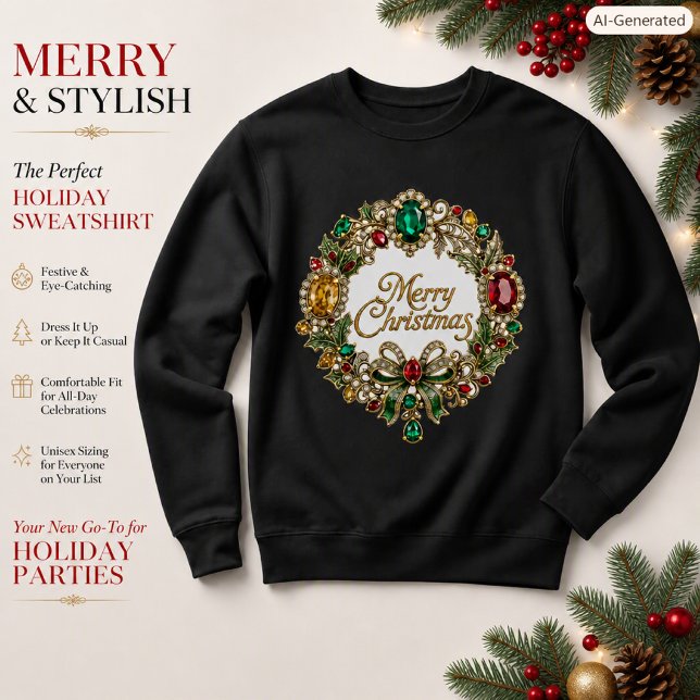 Moletom Coroa de Natal Joalheiro Luxo Pedras Preciosas Fér (Criador carregado)