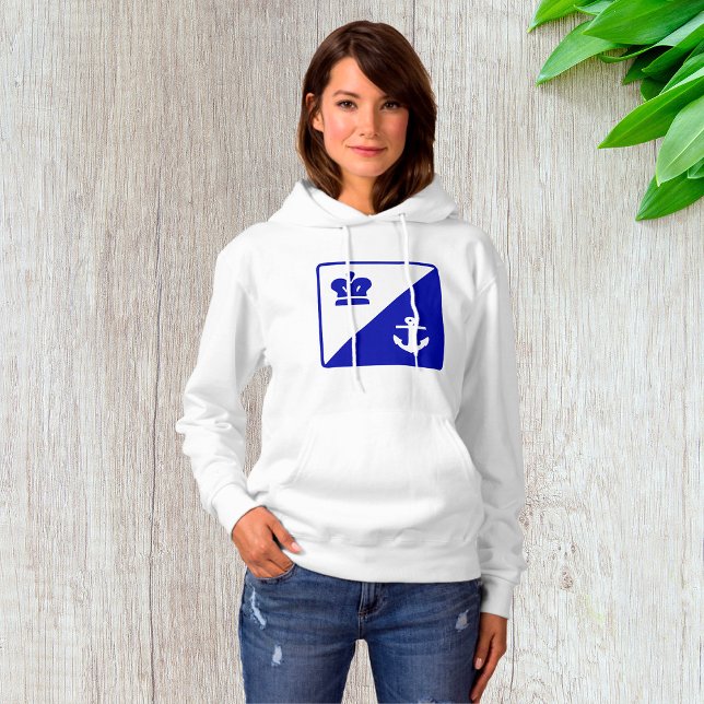 Moletom Coroa E Anchor Azul Hoodie Branco (Criador carregado)