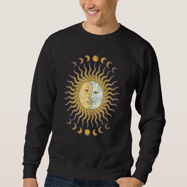 Moletom Corpo Celeste Lua Crescente Sol Boho Astronomia Co (Frente)