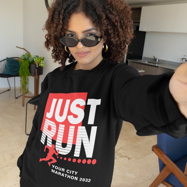 Moletom Corra Vermelha Maratona Raça Escuro das Mulheres (Just Run Red Marathon Runner Race Women's Dark Sweatshirt)