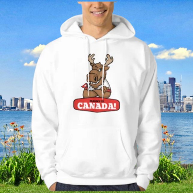 Moletom Corta o Canadá! Funny Moose Holding Flag Hoodie (Criador carregado)