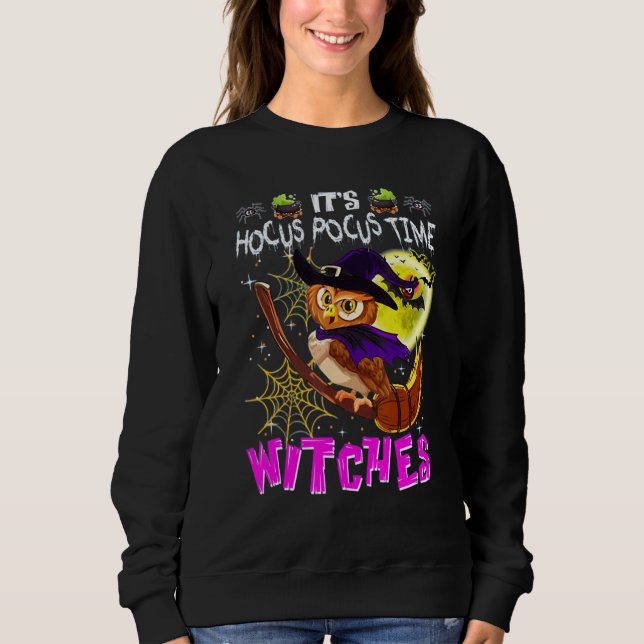 Moletom Coruja Bruxa é Hocus Pocus Time Witches Halloween (Frente)