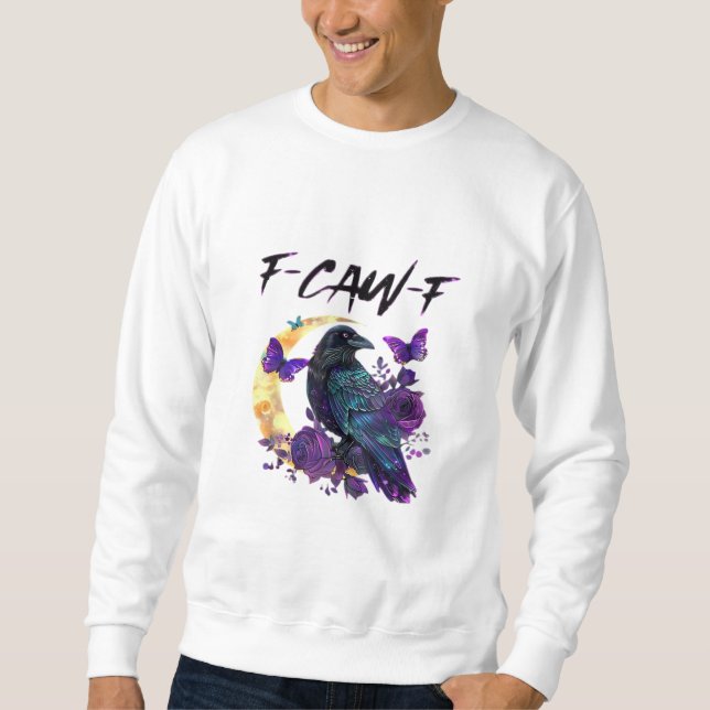 Moletom Corvo F Caw F Pássaro Engraçado Lua Design Gótico (Frente)