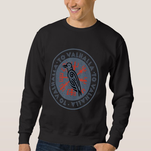 Moletom Corvo Viking Vegvisir Valhalla Runas Viking Nórdic (Frente)
