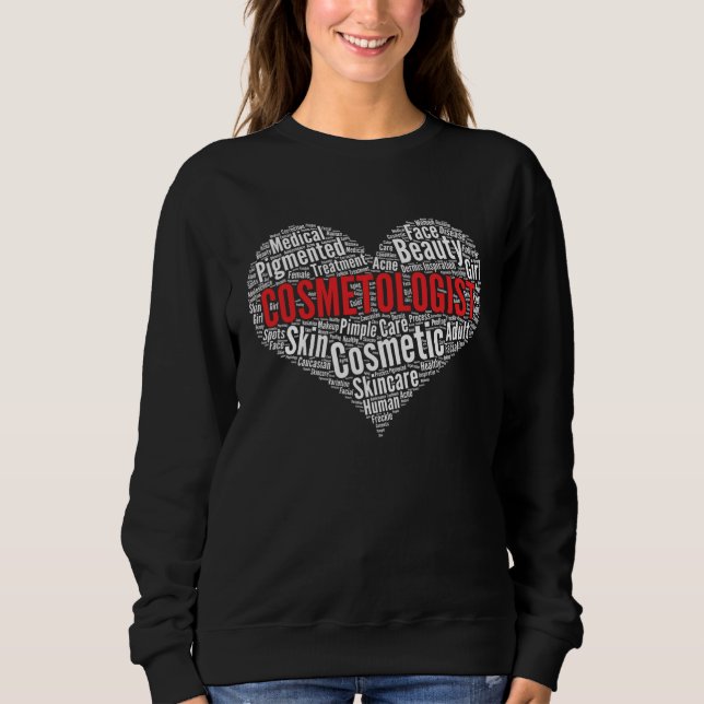 Moletom Cosmetologist Heart Shape Word Cloud Cosmetology (Frente)