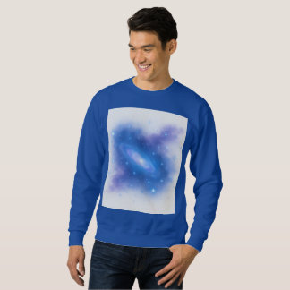 Moletom Cosmic Blue Galaxy Art Sweatshirt on White Backgro