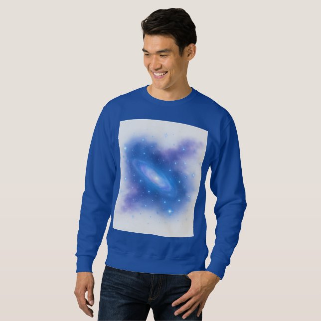 Moletom Cosmic Blue Galaxy Art Sweatshirt on White Backgro (Frente Completa)