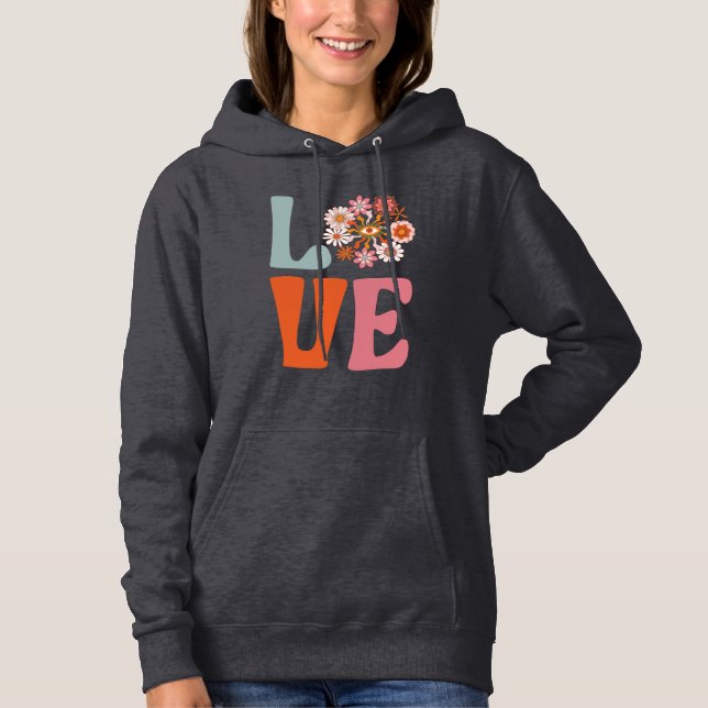 Moletom Cosmic Daisy AMOR Floral Retro Groovy (Frente)