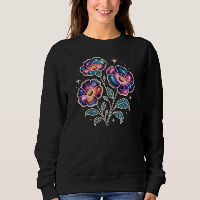 Moletom Cosmic Galaxy Floral Women's Sweatshirt (Frente)