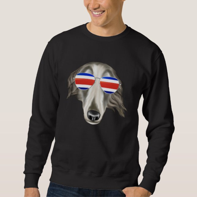 Moletom Costa Rica Flag Borzoi Dog Tico Pocket (Frente)