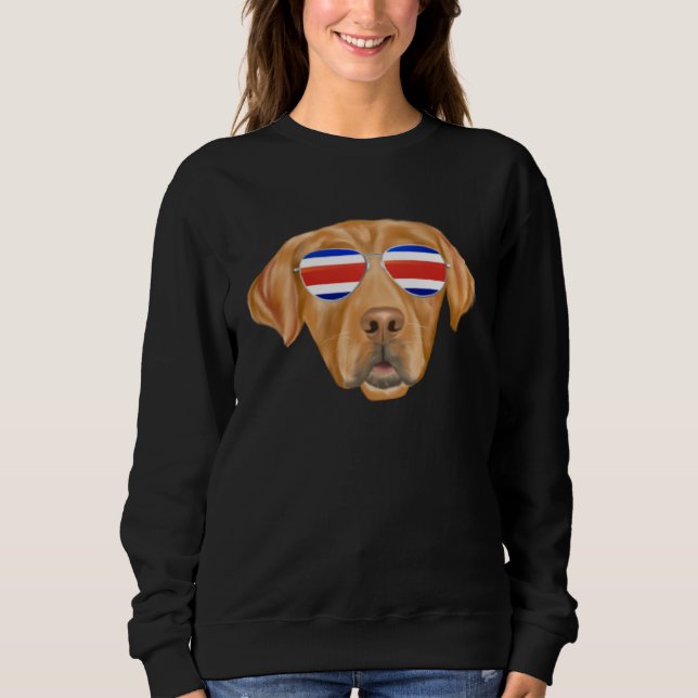 Moletom Costa Rica Flag Golden Retriever Dog Tico Pocket (Frente)