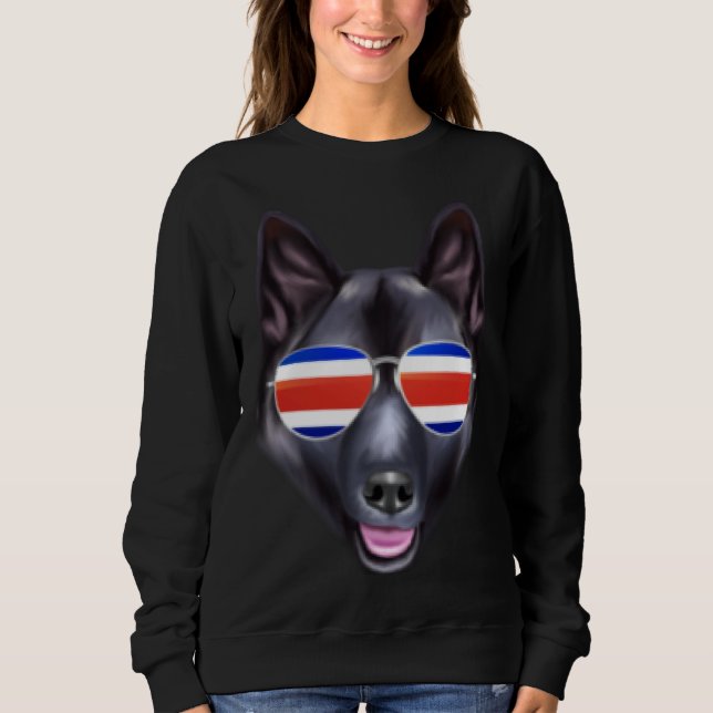 Moletom Costa Rica Flag Norwegian Elkhound Dog Tico Pocket (Frente)