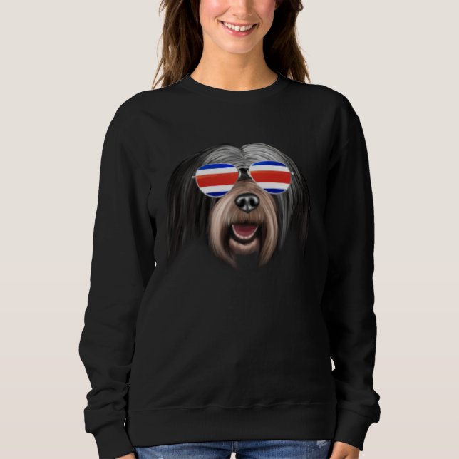 Moletom Costa Rica Flag Tibetan Terrier Dog Tico Pocket (Frente)