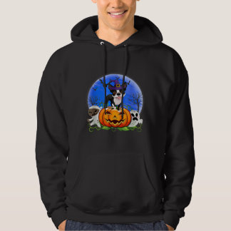 Moletom Costume Boston Terrier Dog Halloween Moon Girls