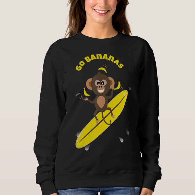 Moletom Cota Popular Vai Bananas, Macaco Surfando (Frente)