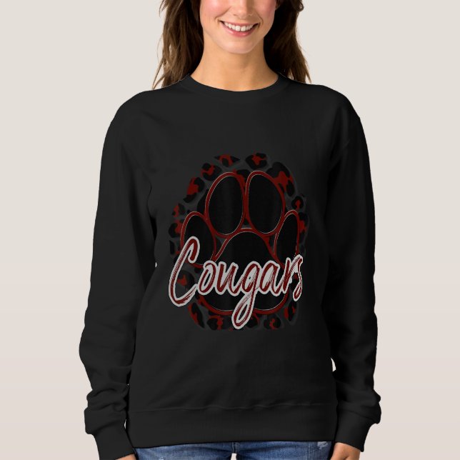 Moletom Cougar Maroon Black Cheetah School Sports Fan Team (Frente)