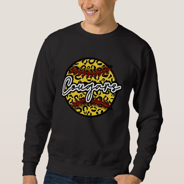 Moletom COUGARS Leopard Cheetah Softball Team Trendy Cute  (Frente)