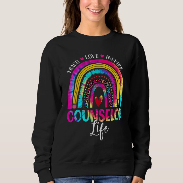 Moletom Counselor Teacher Rainbow Tie Dye First Day Of Sch (Frente)
