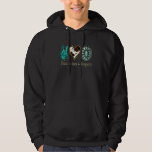 Moletom Country Cowhide Peace Love Turquoise Rodeo Cowgirl