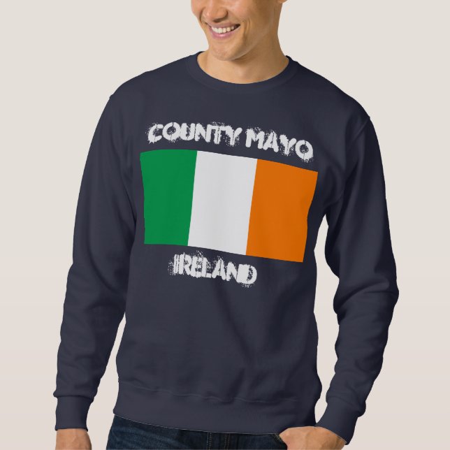 Moletom County Mayo, Irlanda com bandeira irlandesa (Frente)